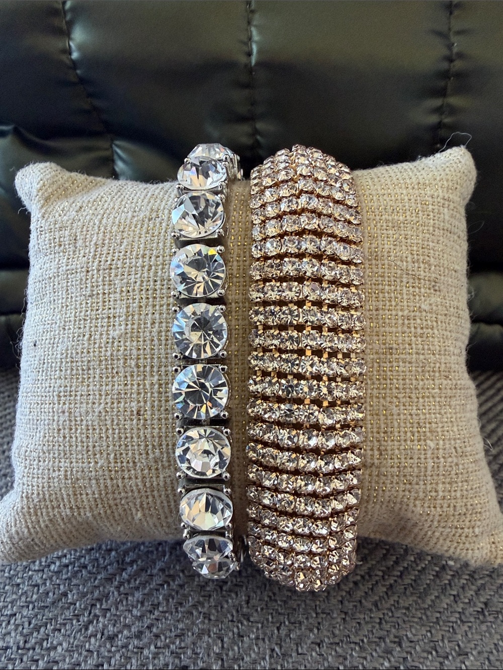 Crystal Tennis Bracelet Set - Clear & gold tone